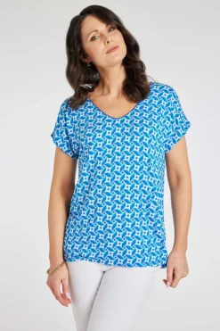 Short Sleeve Square Geo Print T-Shirt