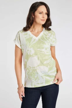 Short Sleeve Oversized Floral Linen T-Shirt
