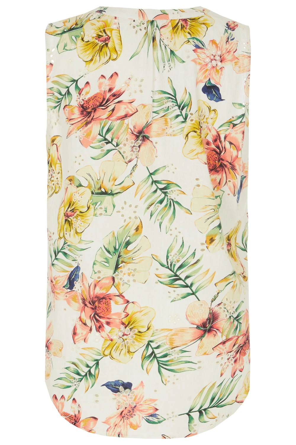 Sleeveless Tropical Broderie Top - Image 3