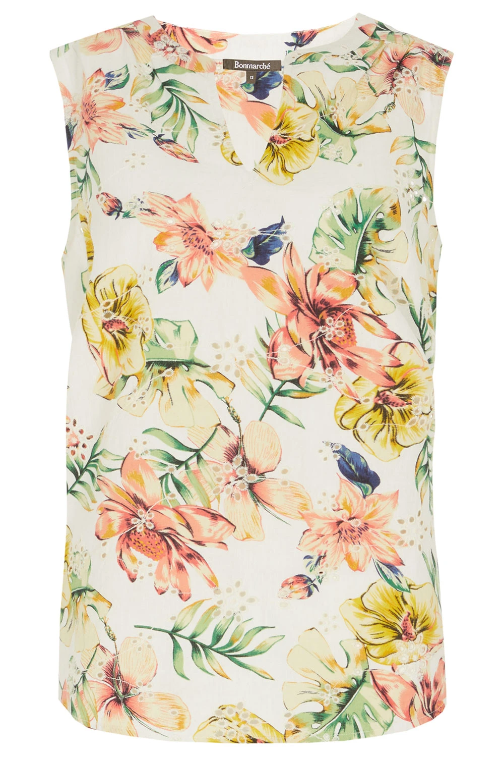 Sleeveless Tropical Broderie Top - Image 2