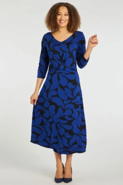 Swirl Print Twist Front Dress