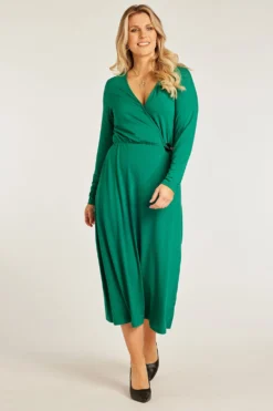 Plain Wrap Dress With Tortoiseshell Belt Detail