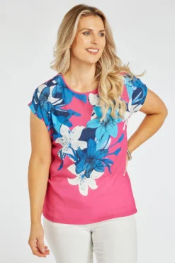 Short Sleeve Trailing Floral Top