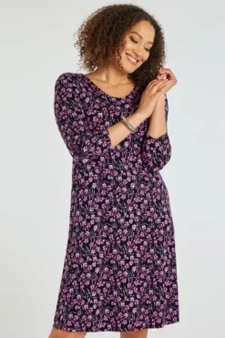 Ditsy Print Jersey Swing Dress