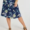 Abstract Flowers Spun Viscose Flippy Skirt