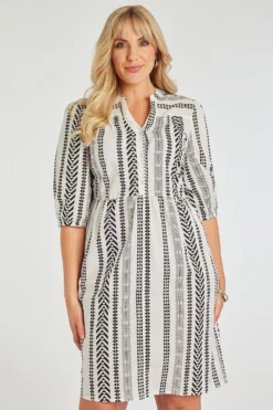 Jacquard Print Striped Dress