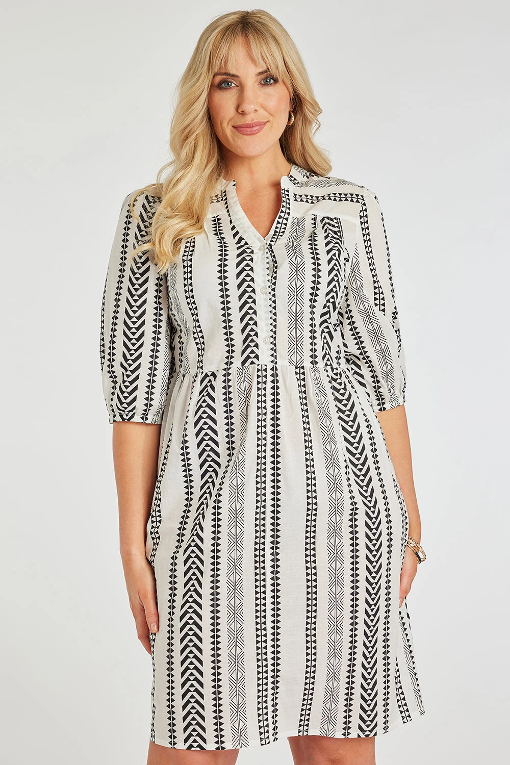 Jacquard Print Striped Dress