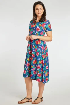Tropical Floral Plisse Dress