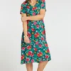 Green Tropical Flower Plisse Dress