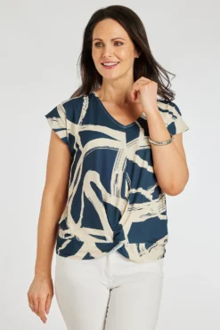 Twist Front Brushstroke Design Top