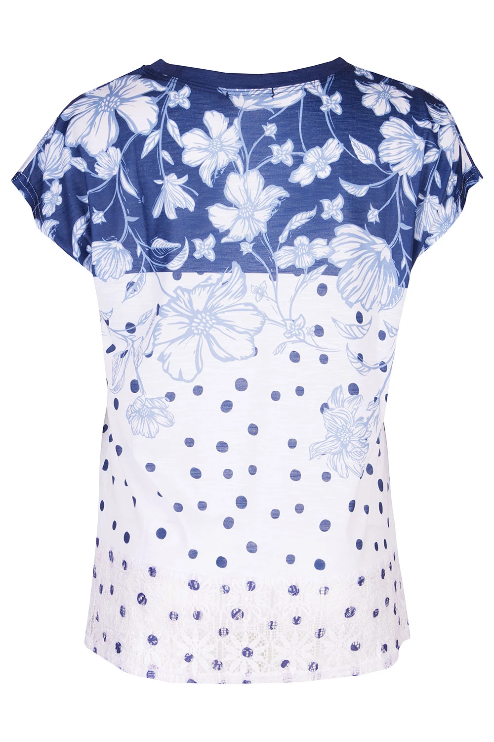 Short Sleeve Spots And Floral Print Top - Image 3