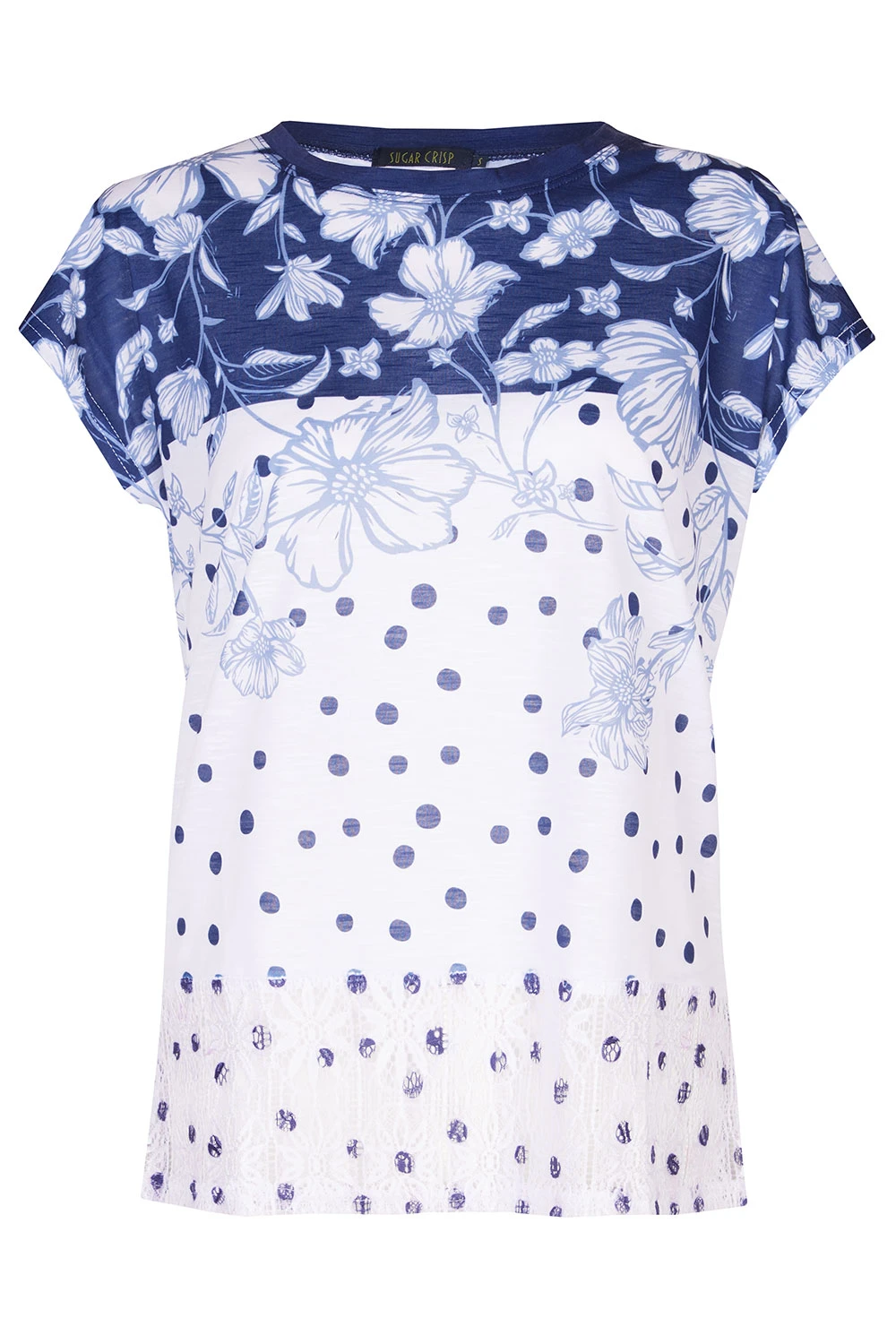 Short Sleeve Spots And Floral Print Top - Image 2