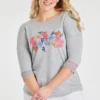 3/4 Sleeve Floral Design Top