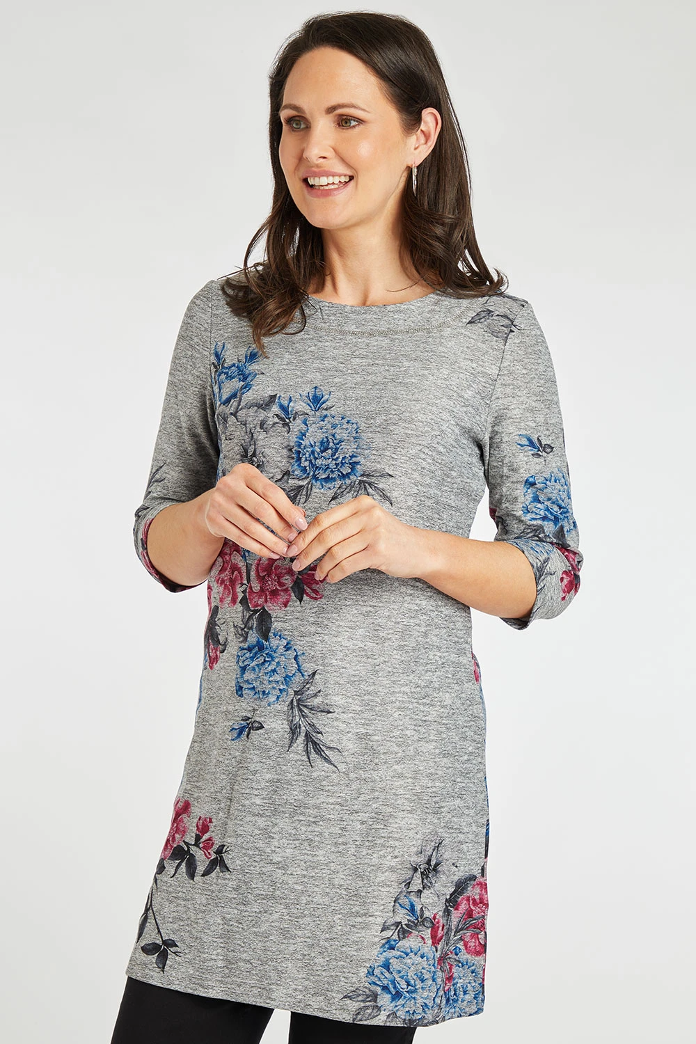 Jersey Shift Dress With Pink Floral Design - Image 5