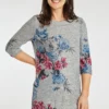 Jersey Shift Dress With Pink Floral Design
