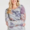Long Sleeve Mixed Floral Print Top
