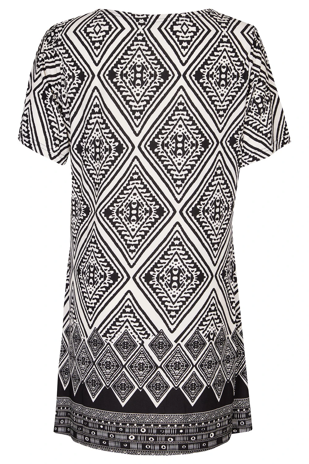 Short Sleeve Contrast Border Print Tunic - Image 3