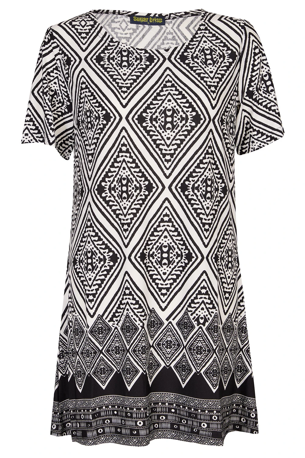 Short Sleeve Contrast Border Print Tunic - Image 2