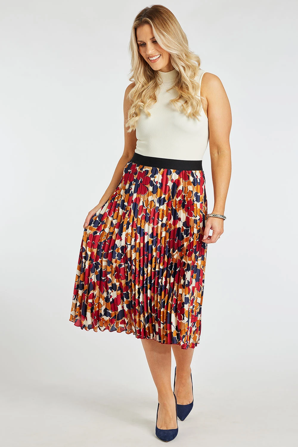Elasticated Floral Pleated Skirt - Image 5