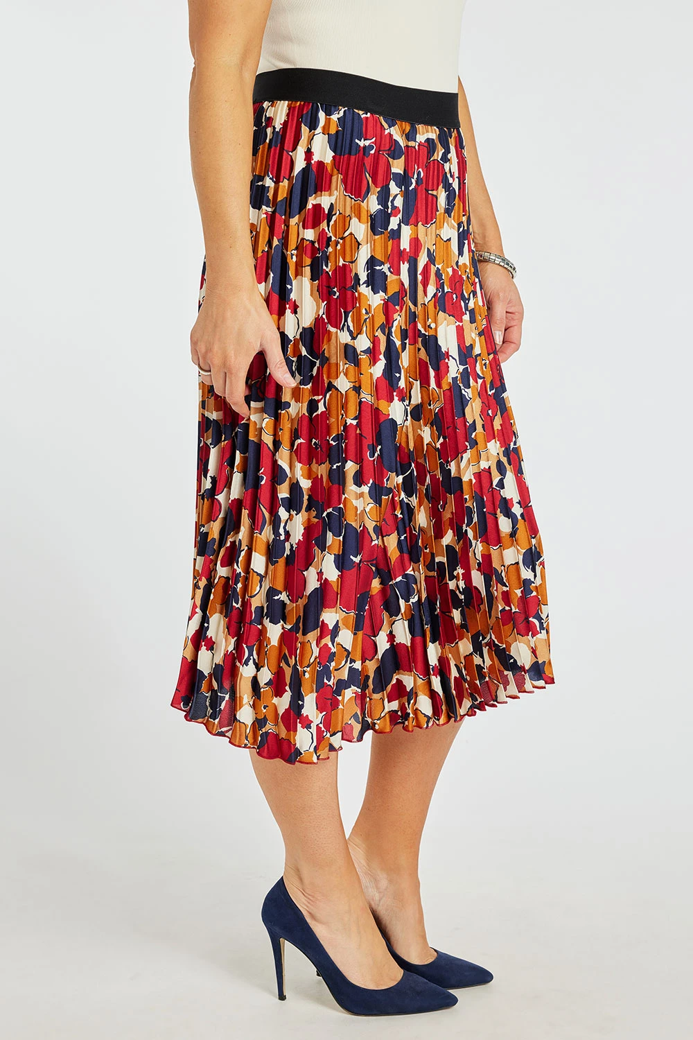 Elasticated Floral Pleated Skirt - Image 6
