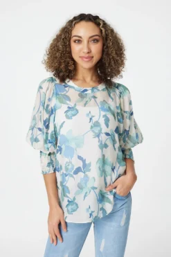 Stella Morgan - 3/4 Sleeve Floral Blouse