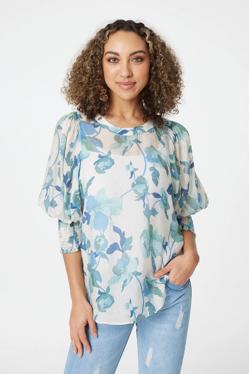 Stella Morgan - 3/4 Sleeve Floral Blouse