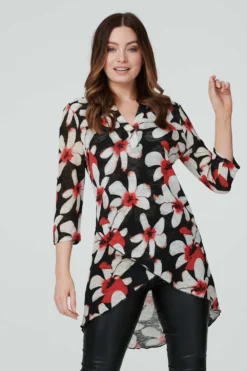 Stella Morgan - 3/4 Sleeve Wrap Floral Tunic
