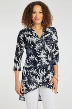 Stella Morgan - Long Sleeve Wrap Over Print Tunic