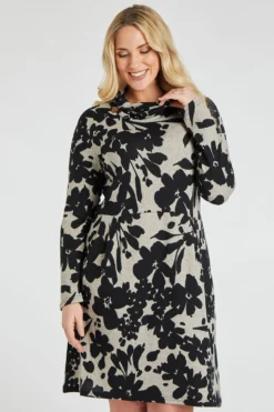 Silhouette Floral Cowl Neck Soft Touch Dress