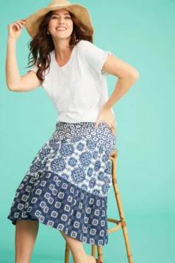 Painted Tiles Tiered Skirt