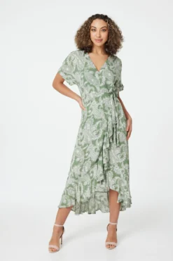 Izabel London – Paisley Print Wrap Midi Dress