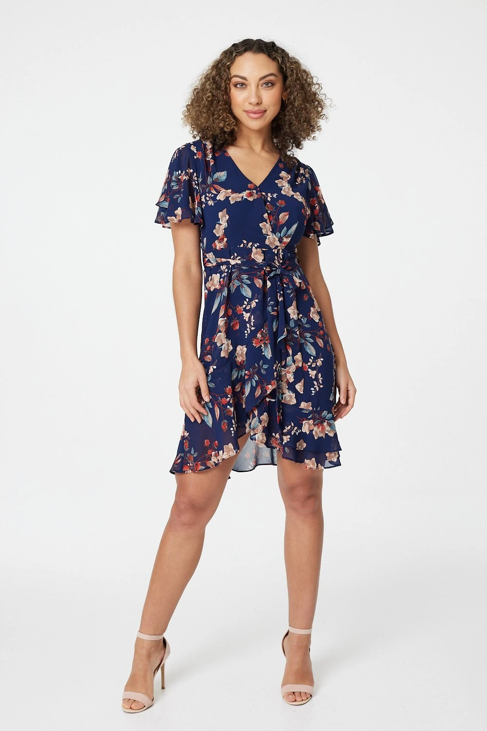 Izabel London – Floral Tie Front Mini Dress