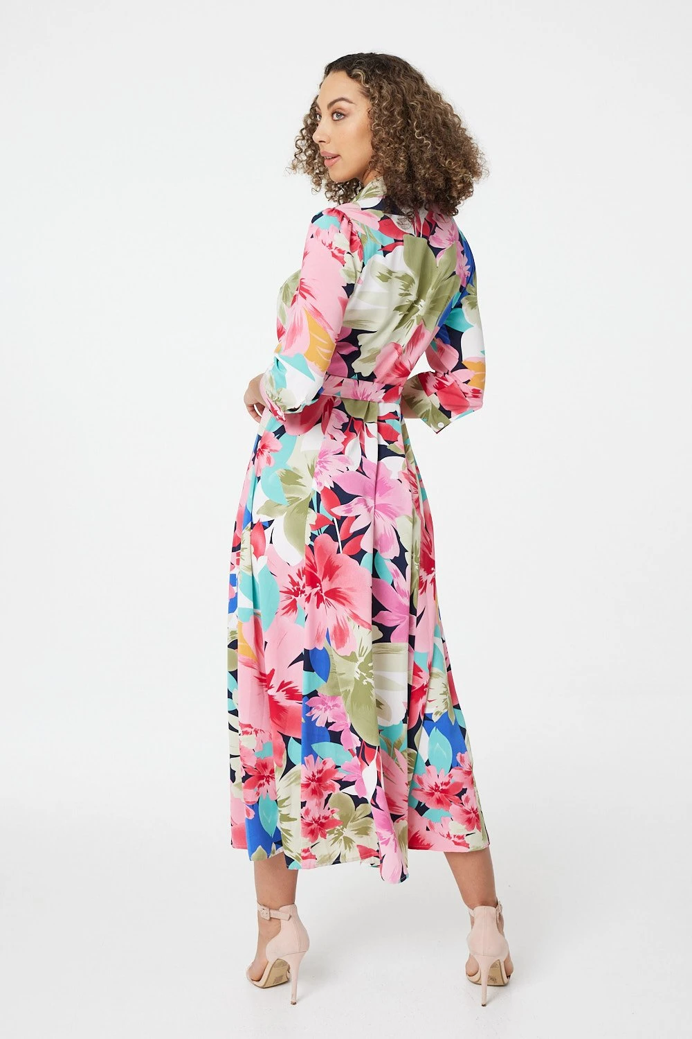 Izabel London – Floral Tailored Midi Shirt Dress - Image 3
