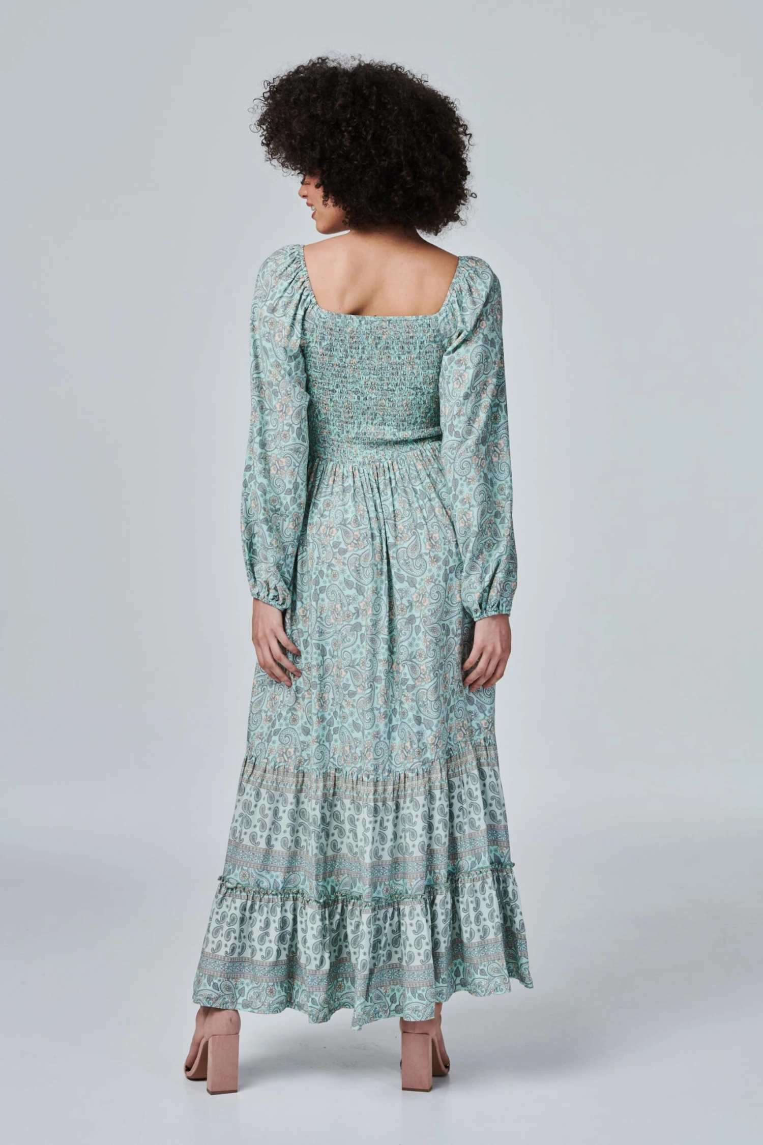 Izabel London – Paisley Smocked Maxi Dress - Image 3