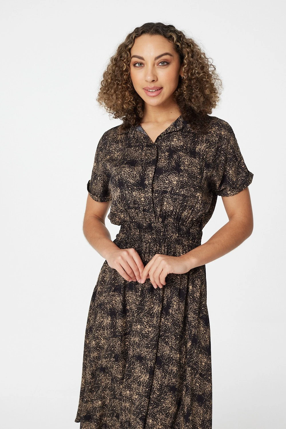 Izabel London – Printed Hanky Hem Shirt Dress - Image 2