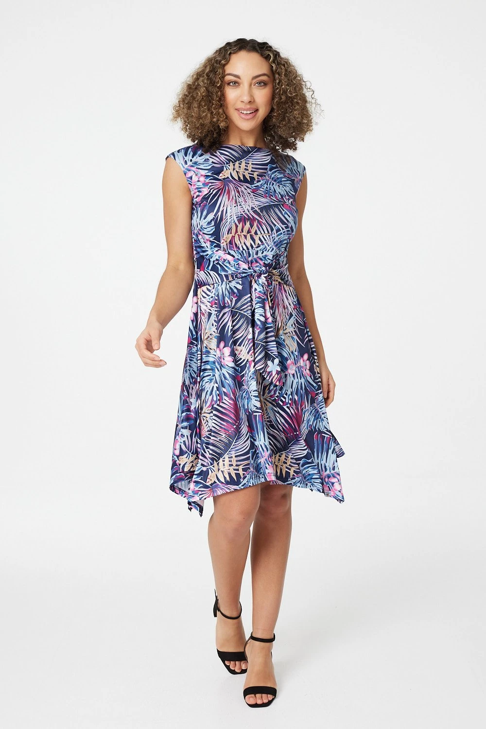 Izabel London – Tropical Print Skater Dress