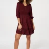 Izabel London – 1/2 Sleeve Smocked Mini Dress