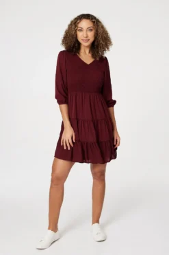 Izabel London – 1/2 Sleeve Smocked Mini Dress