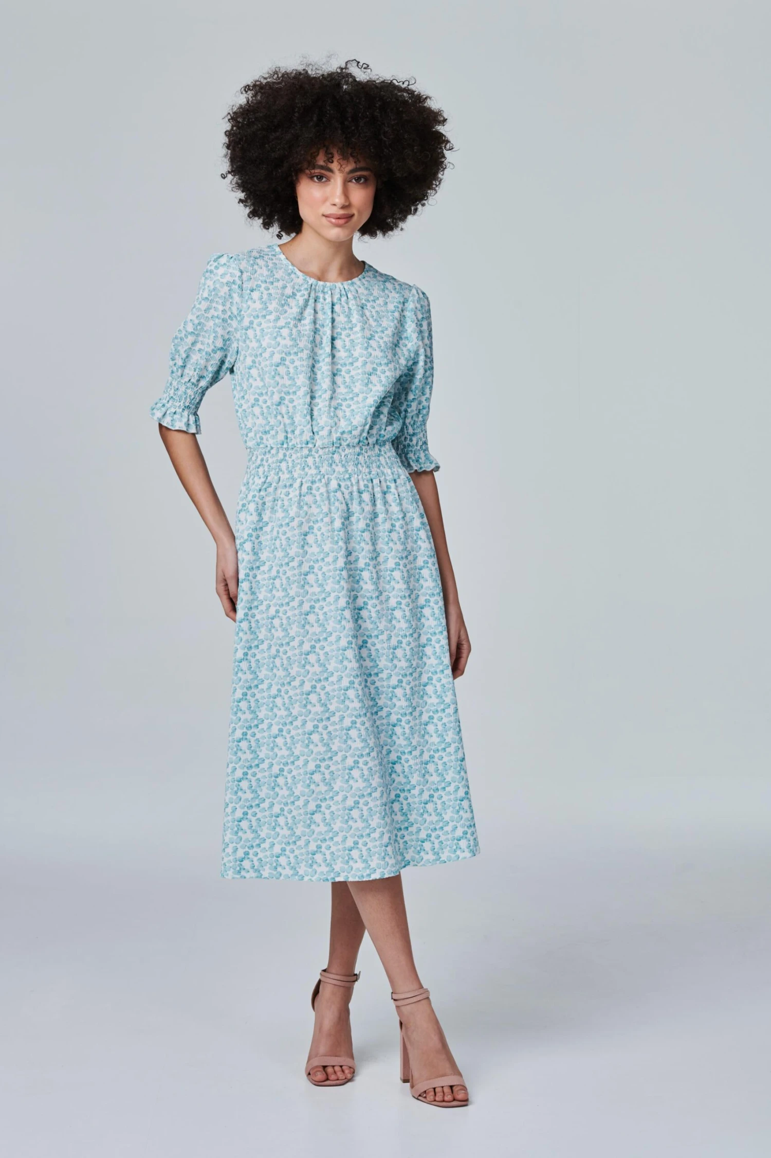 Izabel London – Printed Puff Sleeve Tea Dress