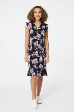 Izabel London – Floral Pephem Midi Tea Dress