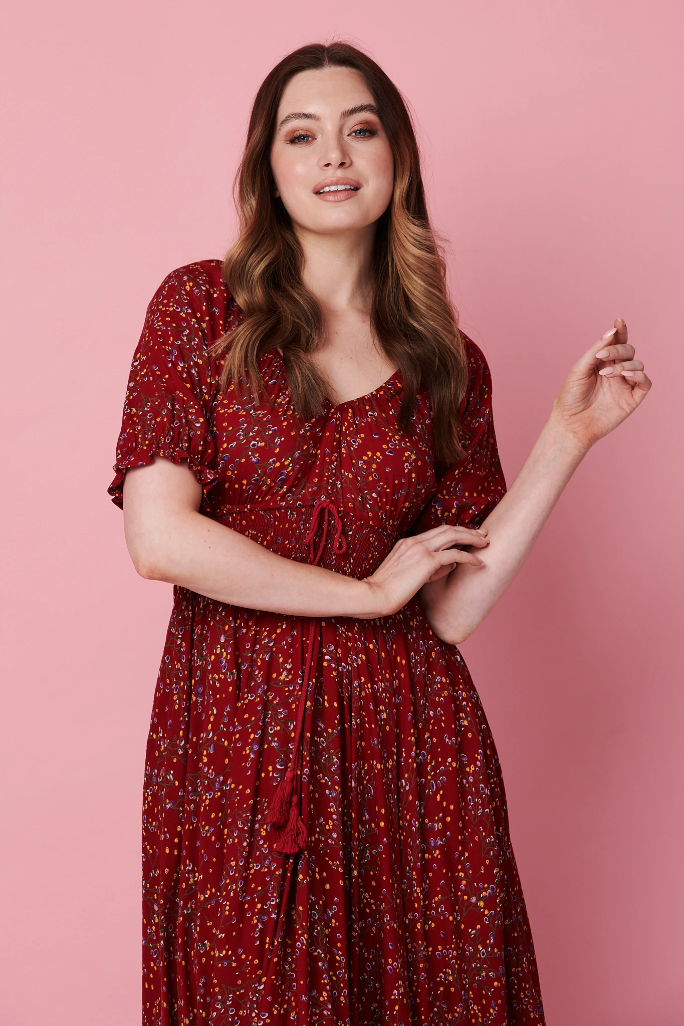 Izabel London – Floral Smocked Waist Maxi Dress - Image 3