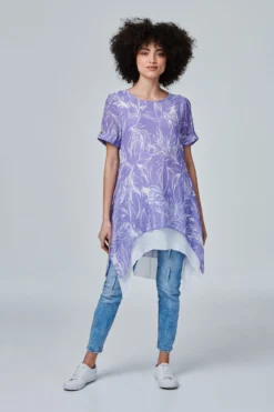 Izabel London – Leaf Print Longline Tunic Top