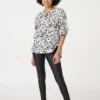 Izabel London – Printed Gathered Sleeve Blouse