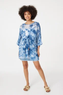 Izabel London – Tie Dye Drawstring Tunic Top