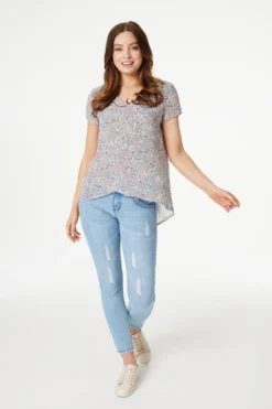 Izabel London – Paisley Layered Hem Blouse Top