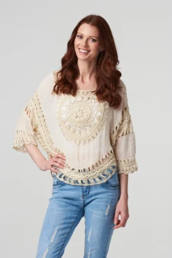 Izabel London - Crochet Oversized Blouse Top